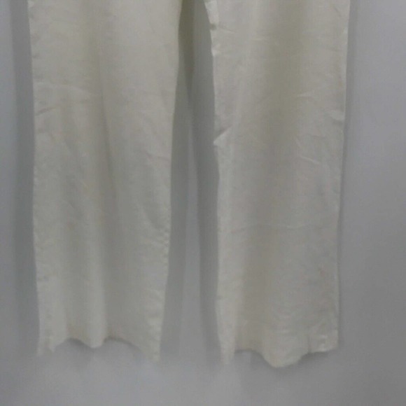 Bcbgmaxazria Womens White Stretch Flat Front Linen Blend Straight Leg Pant Sz 10 - Picture 3 of 6